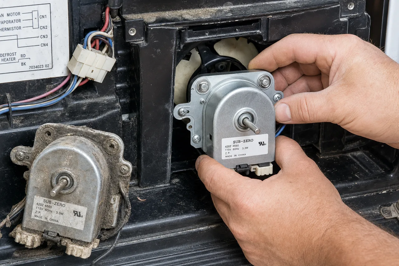 Close-up of an OEM appliance part replacement
